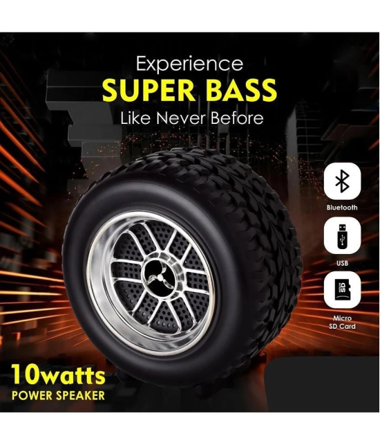 VEhop TYRE 10 W Bluetooth Speaker Bluetooth V 5.1 with USB,SD card Slot,Call function Playback Time 10 hrs Black - Black