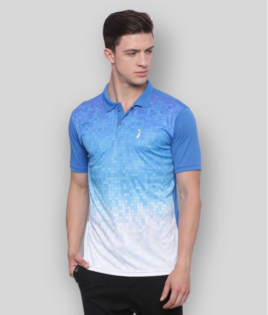 Campus Sutra Blue Polyester Polo T-Shirt Single Pack - L