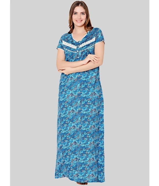 Bodycare - Blue Cotton Womens Nightwear Nighty & Night Gowns ( Pack of 1 ) - None