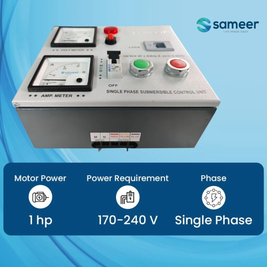 Sameer 1 HP. Single Phase Submersible Panel. Water Pump Starter