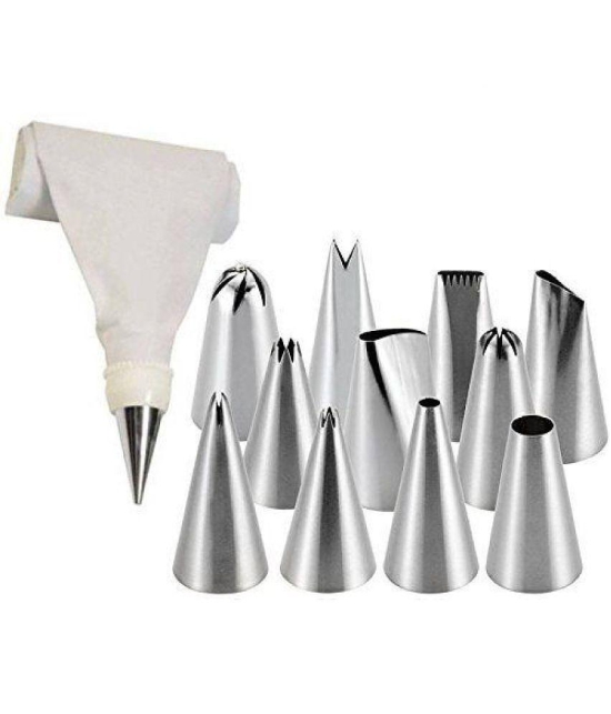 YUTIRITI 12 Piece Steel Nozzles Cake Decorating Set With Frosting Icing Piping Bag Tips