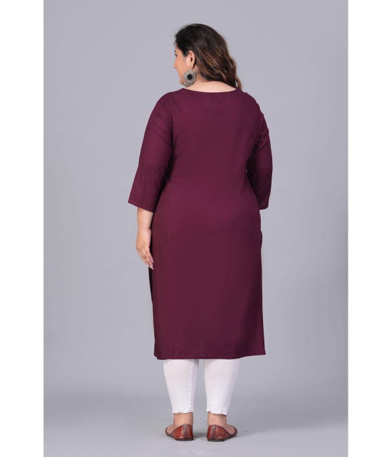 Preksha Rayon Embroidered Straight Women's Kurti - Wine ( Pack of 1 ) - None