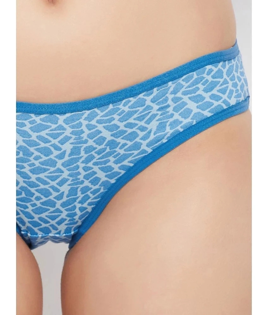 Clovia - Blue Cotton Printed Womens Bikini ( Pack of 1 ) - None