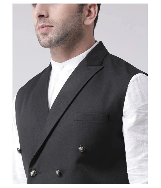 Hangup Black Cotton Blend Nehru Jacket - None