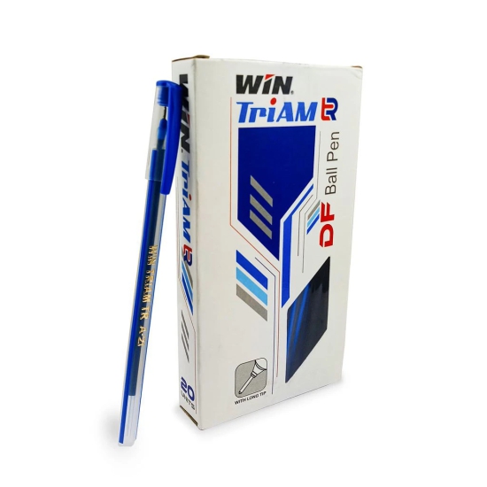 Win Triam TR Ball Pen | 0.7 mm Tip Size | Firm Grip For Comfortable Writing | Elegant, Lightweight Body Design | Use & Throw Ball Pen | For One Time Use | Blue Ink, Set Of 20 Ball Pen X Pack Of 2