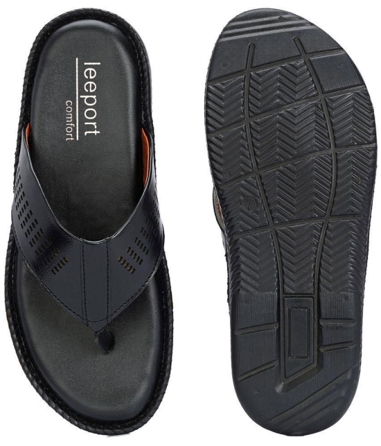 Leeport Black Mens Slide Flip Flop - None