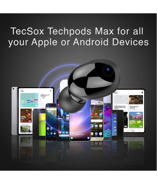 Tecsox TMax Earbud In Ear Bluetooth Earphone 30 Hours Playback Bluetooth IPX5(Splash Proof) Powerfull Bass -Bluetooth V 5.1 Black