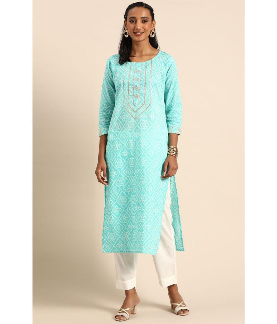 Rajnandini - Blue 100% Cotton Women's Straight Kurti ( Pack of 1 ) - None