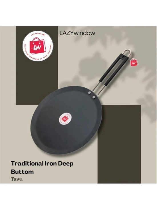 LAZYWINDOW Iron Flat Tawa ( Pack of 1 ) - Black