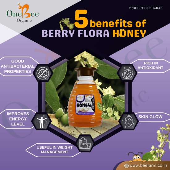 ONE BEE ORGANIC Honey | Berry Honey/Sidr Flora Honey | Natural Flora Honey - 280 GM.