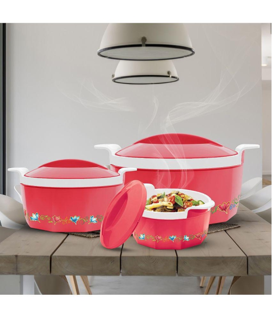 Milton - Red Steel Thermoware Casserole ( Set of 3 , 1350 mL ) - Red