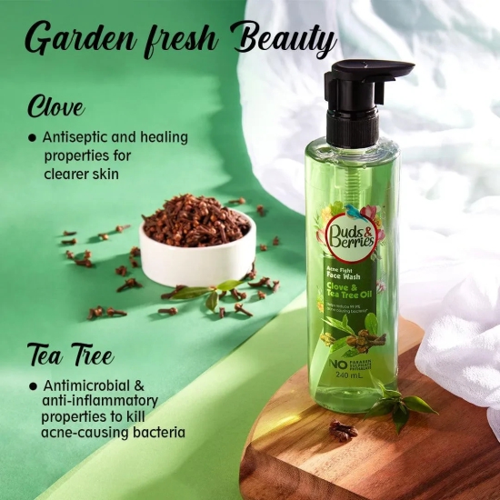 Buds&Berries Clove and Tea Tree Oil Acne Fight Facewash for Oily Acne Prone Skin - 240 ml