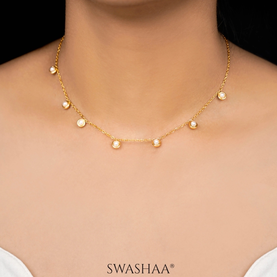 Uni Pearl 18K Gold Plated Necklace-Gold