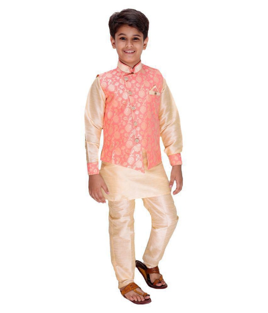 Fourfolds Ethnic Wear Kurta Pyjama with Waist Coat Jacket for Kids and Boys_FE608 - None