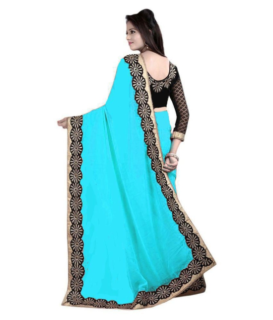 AV Fashion Turquoise Chiffon Saree