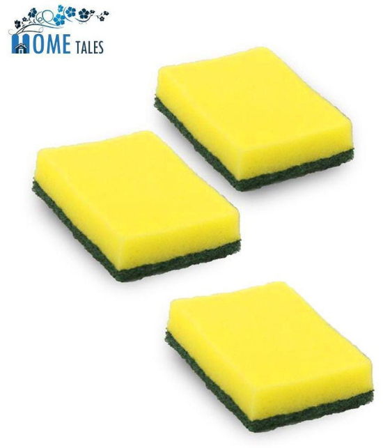 HOMETALES Cleaning Combo Sponge Scrub Pad 3U & Plastic Scrubber 6U