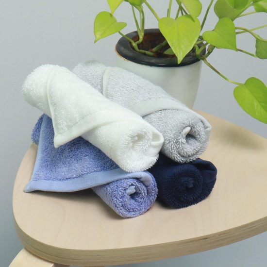 Bamboo Face Towels - Set of 4-Light Grey - Stone Grey - Ocean Teal - Ivory White