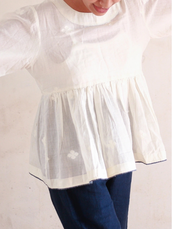 Athangudi Top White-XXS