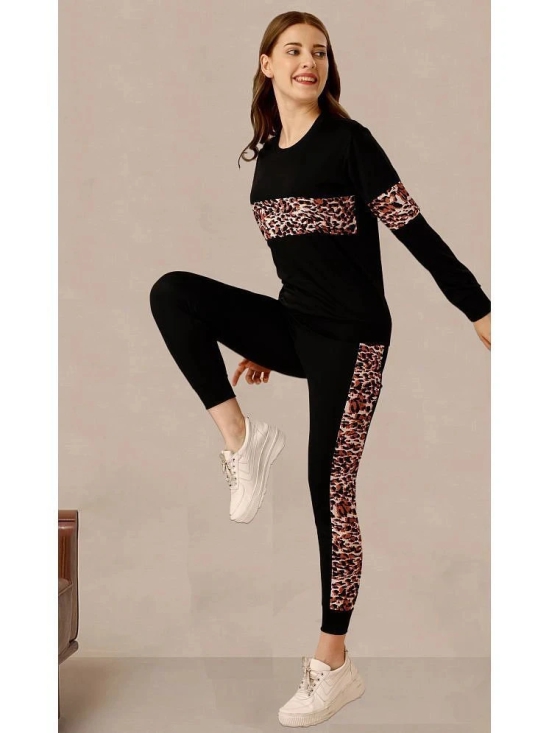 DTR FASHION Black Cotton Blend Printed Tracksuit - Pack of 1 - None