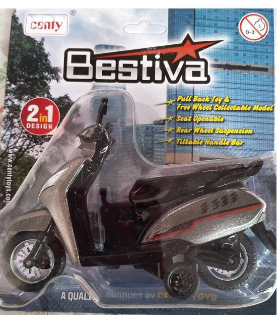 thriftkart -  Bestiva Grey Colour scooty Toy - Pull Back Action- Rear Wheel Suspension Moves - Seat Opens - Pull Back Action That can Change to Free Wheel - Assorted