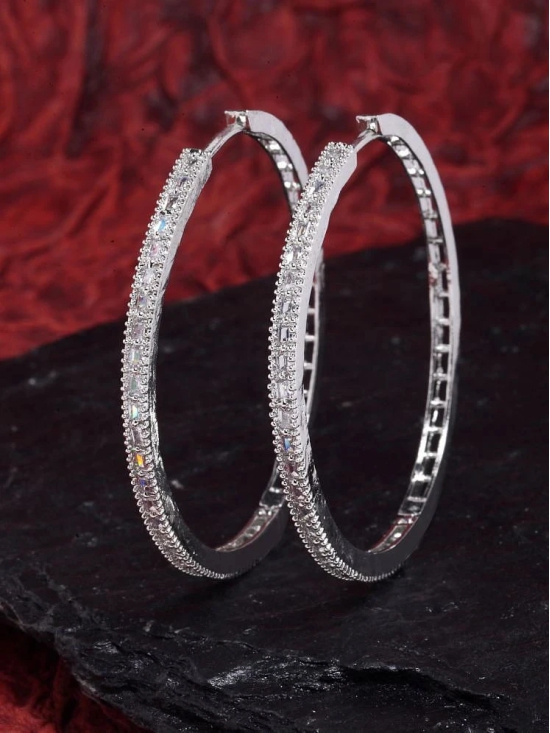 Zeneme Silver Hoops Earrings ( Pack of 1 ) - Silver