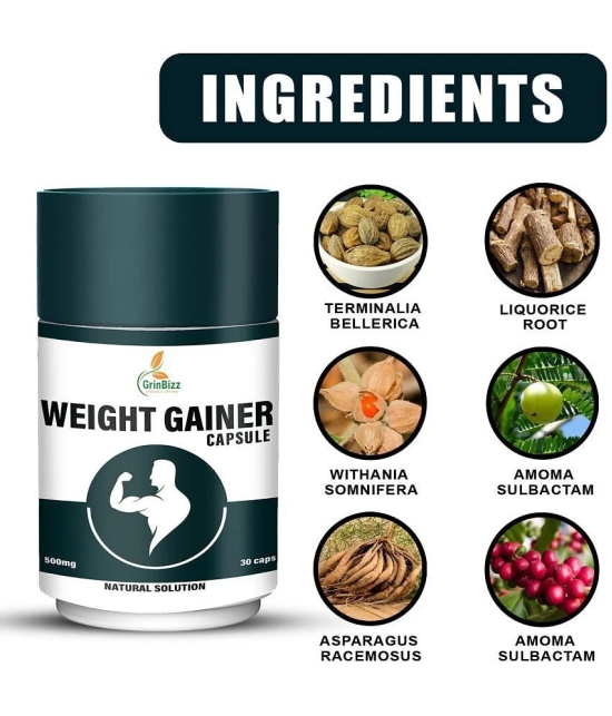 Grinbizz Weight Gainer Capsule (Help to Weight Gain) 500 mg Unflavoured