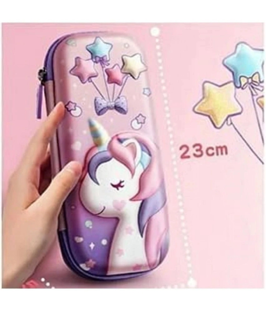 3D Unicorn Pencil Case, Cute Large Capacity Pen Box, Girls, 3D Eva Stationery Box Pink Pencil Pouch Organizer Compartments Cosmetic Zip Pouch Bag School Supplies, Kids Students - Canvas