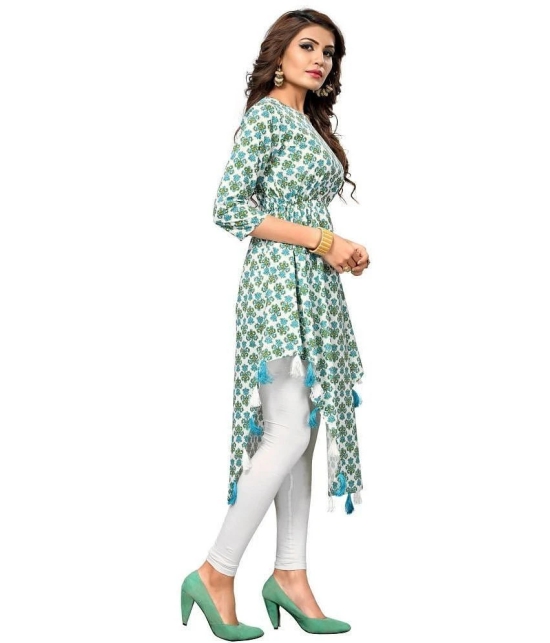 Vbuyz - Blue Cotton Womens Asymmetrical Kurti ( Pack of 1 ) - None