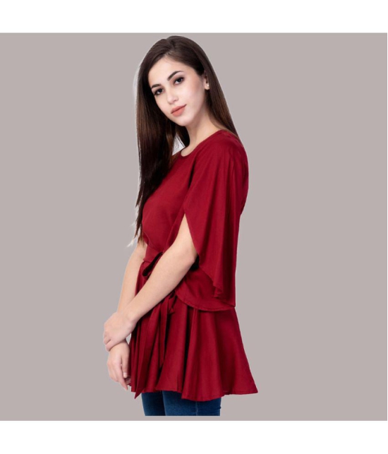 GOD BLESS - Maroon Rayon Women's Knot Front Top ( Pack of 1 ) - None