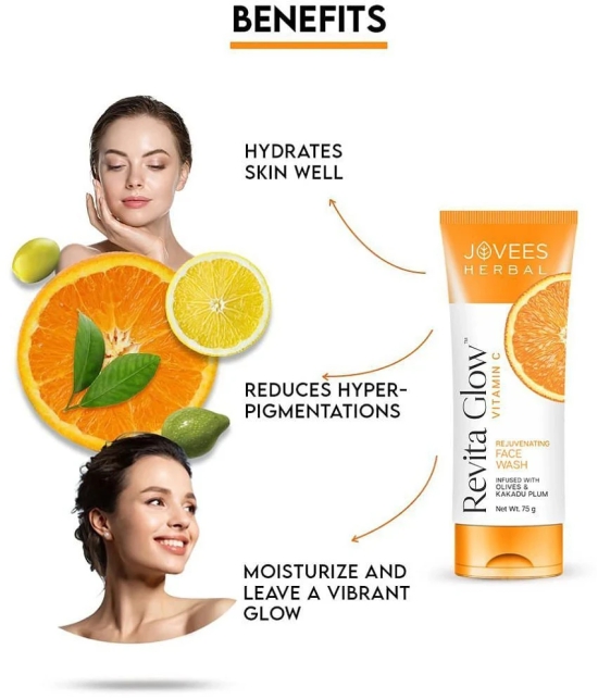 Jovees Herbal Revita Glow Vitamin-C Face Wash For Skin Brightening 75ml (Pack of 2)