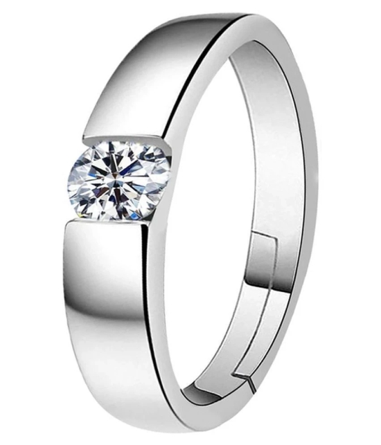 SILVERSHINE Silverplated Elegant LOVE Solitaire His and Her Adjustable proposal Diamond couple ring For Men And Women Jewellery - None