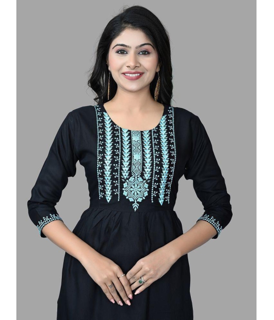 HAYA - Black Rayon Women''s A-line Kurti ( Pack of 1 ) - None