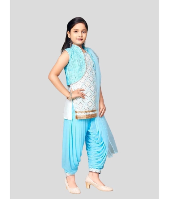 Aarika Sky Blue Silk Girls Patiala Kurta Set ( Pack of 1 ) - None