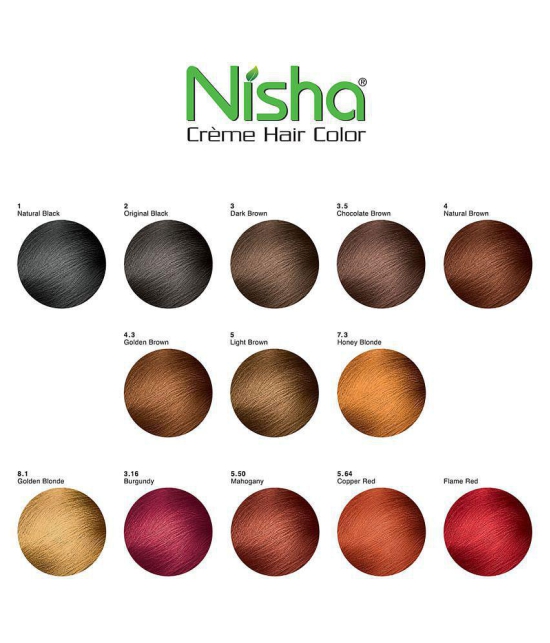 Nisha (60gm, 60ml, 12ml) Cream Each Pack Permanent Hair Color Brown Natural black 1 & Natural Brown 4 120 mL Pack of 2