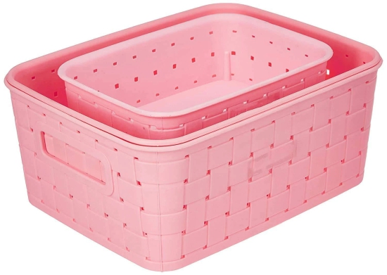 Vegetable & Fruit Plastic Basket Set (3 in 1)-Pink