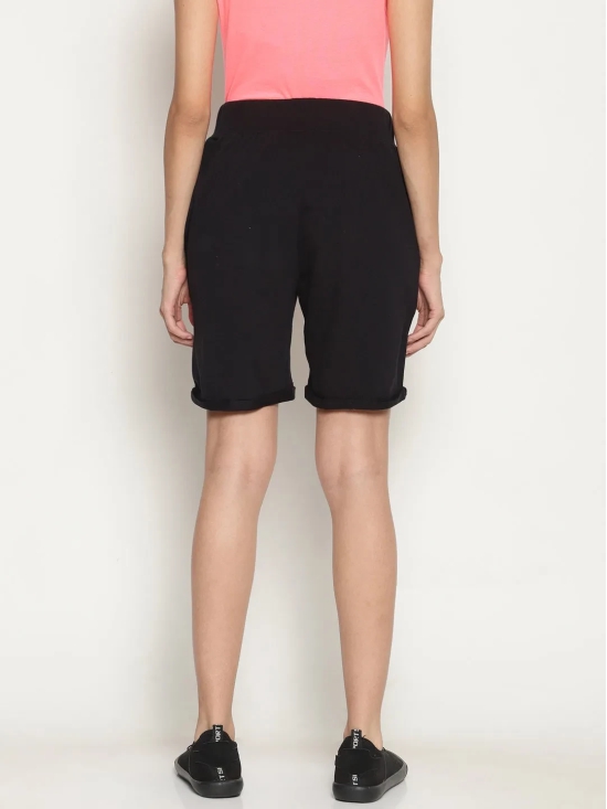 Wolfpack Women Black Solid Shorts-M