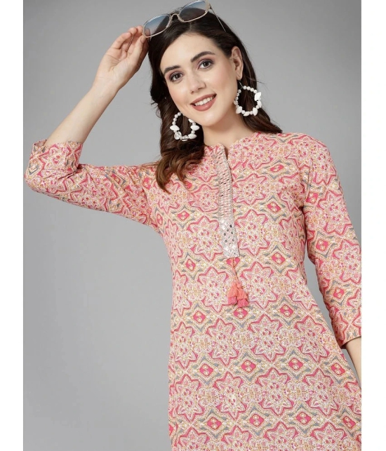 Stylum Cotton Printed Straight Womens Kurti - Pink ( Pack of 1 ) - None