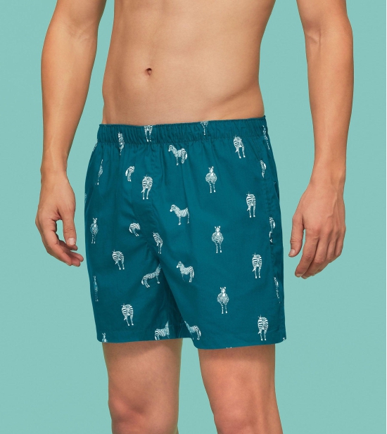 Remix Cotton Boxers Zebra Blue M