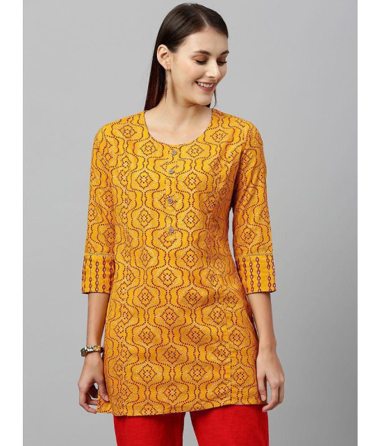 KIPEK - Mustard Rayon Womens Straight Kurti ( Pack of 1 ) - None