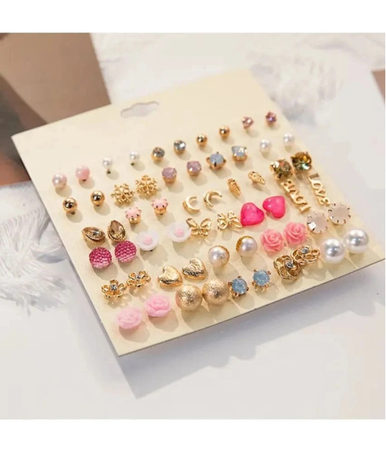 FASHION FRILL Multi Color Stud Earrings ( More Than 10 ) - Multi Color