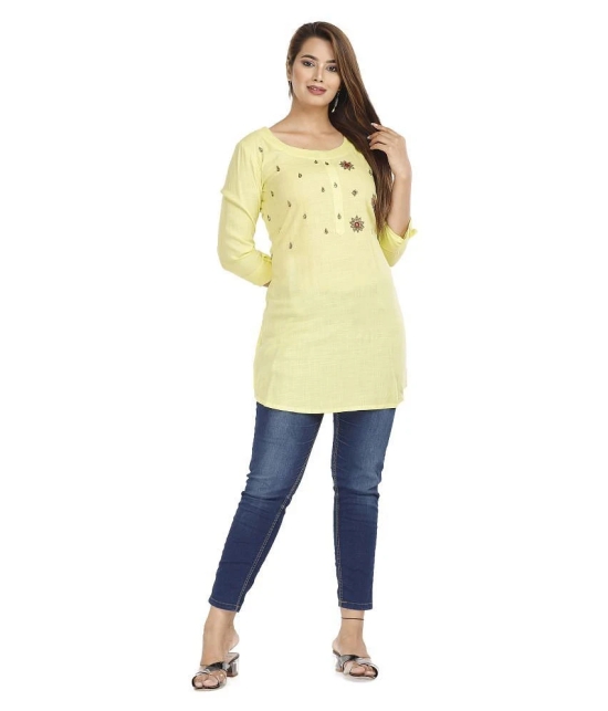 HIGHLIGHT FASHION EXPORT - Yellow Rayon Womens Straight Kurti ( Pack of 1 ) - S