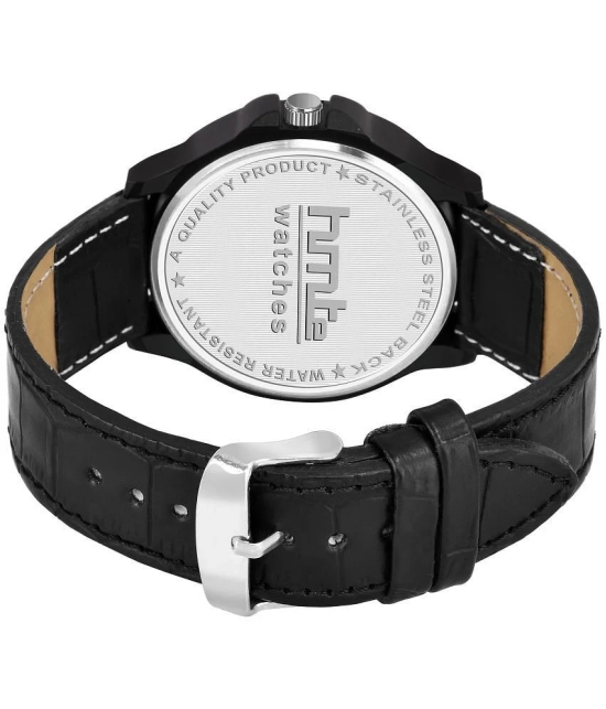 HMTe -  Black Leather Analog Mens Watch