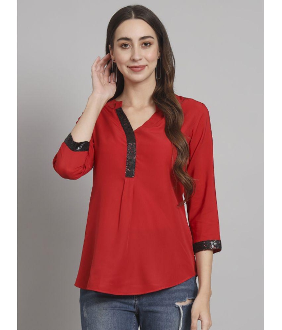 Curvydrobe Red Crepe Women's A-Line Top ( Pack of 1 ) - None