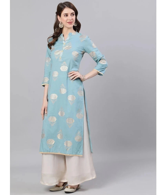 Antaran Cotton Solid Straight Womens Kurti - Blue ( Pack of 1 ) - None