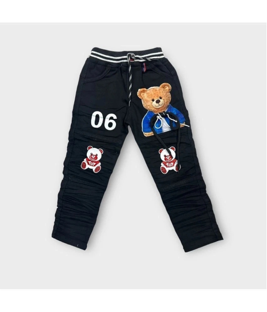 ICONIC ME- Kids Trendy Teddy Bear Black Cotton Jeans - None