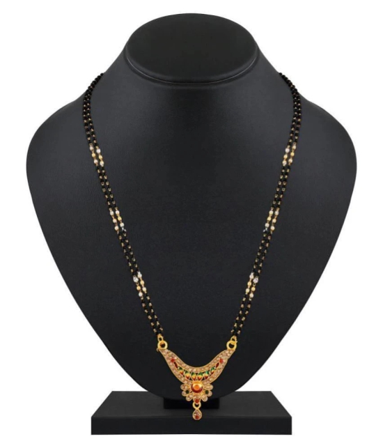 Asmitta Fancy Meenakari Work Gold Plated Matinee Style Mangalsutra For Women - Golden