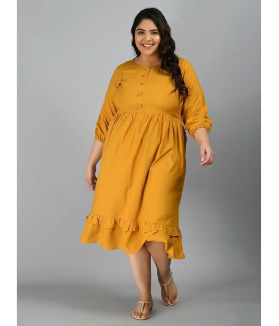 PrettyPlus by Desinoor - Mustard Rayon Womens A-line Dress ( Pack of 1 ) - None