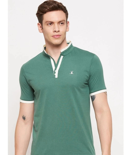 Lycos Cotton Blend Regular Fit Solid Half Sleeves Mens T-Shirt - Green ( Pack of 1 ) - None