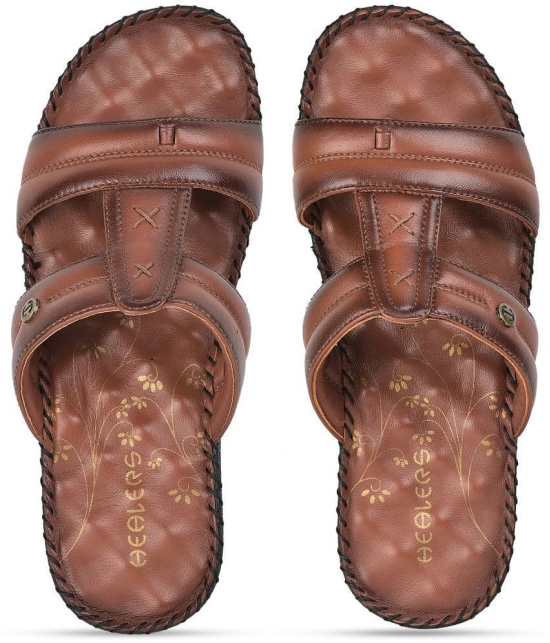 Liberty - Brown Mens Leather Slipper - None