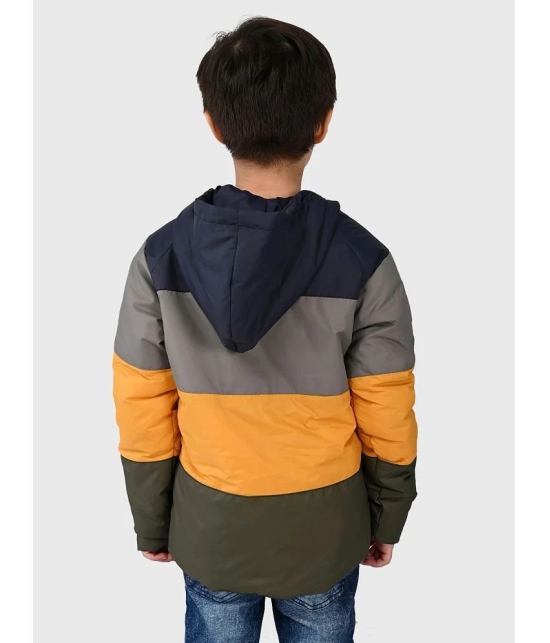 UrbanMark Junior Boys Color Blocked Full Sleeves Puffer Heavy Winter Jacket With Hood - Multicolor - None